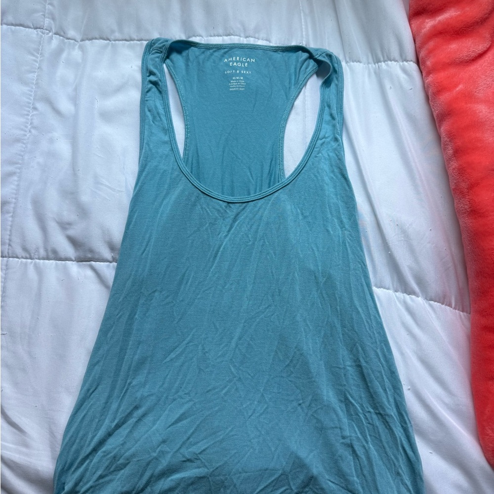 American Eagle Women's Teal Tank Top